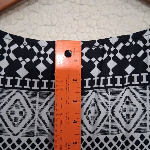 Mossimo Black White Print Dress Women's Size S 3/4 Sleeve Knee Length Casual - Picture 8 of 9